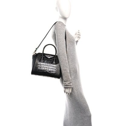 Givenchy Calfskin Crocodile Embossed Small Antigona Black 2 of 10
