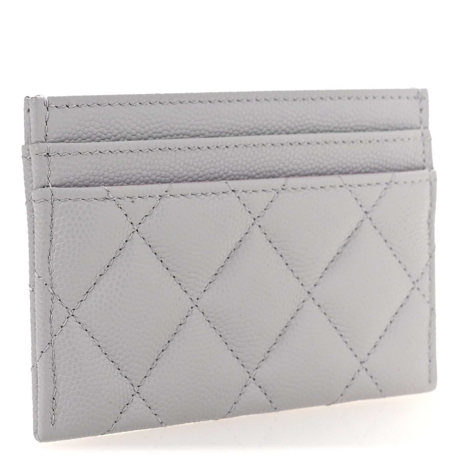 Chanel Caviar Quilted Textured CC Card Holder Grey 3 of 8