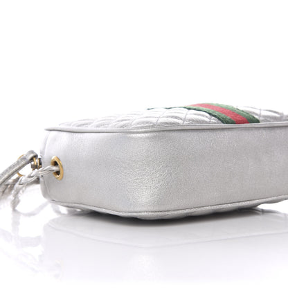 Gucci Laminated Nappa Web Trapuntata Mini GG Shoulder Bag Argento 7 of 10