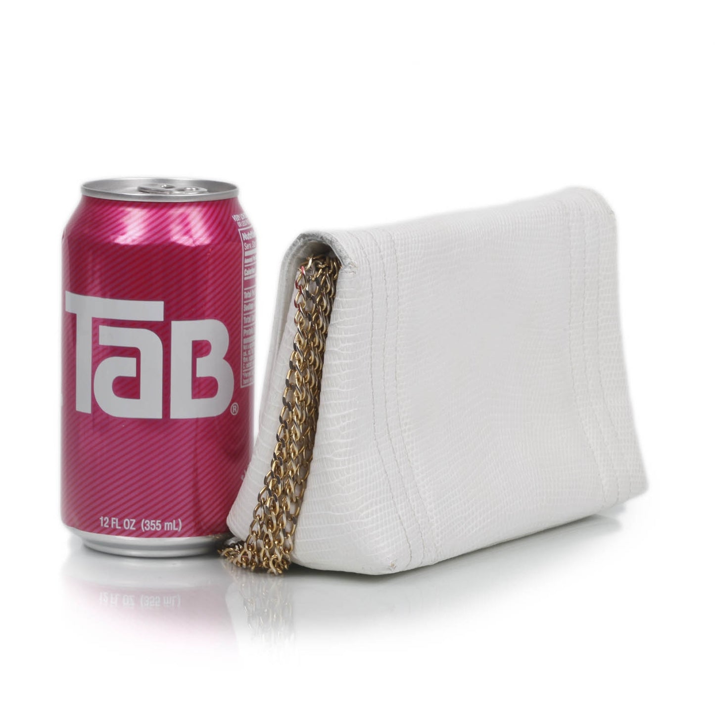 Lizard Embossed Leather Evening Bag White
