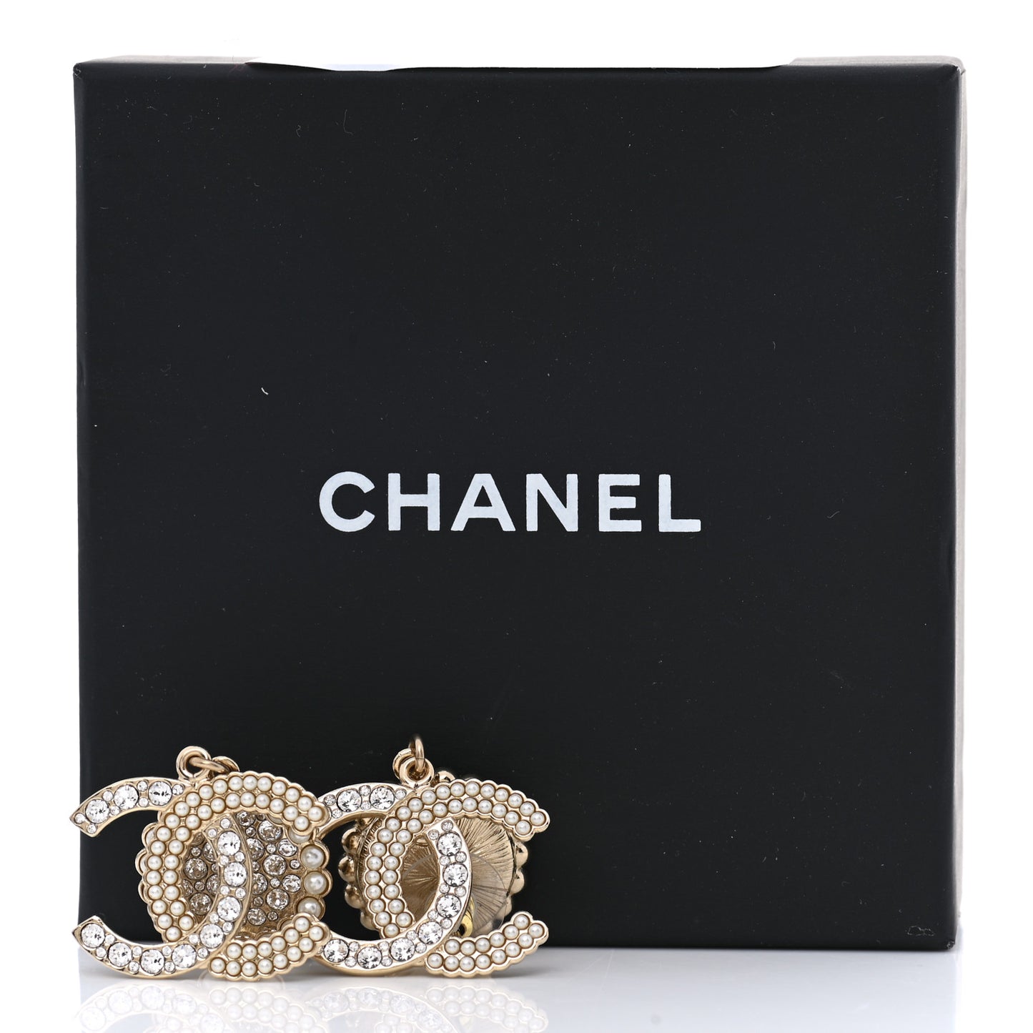 Crystal Pearl CC Drop Round Earrings Gold