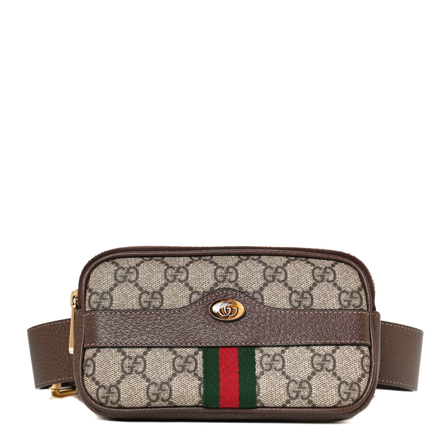 Gucci GG Supreme Monogram Web Ophidia Belted iPhone Case 85 34 Dark Brown 1 of 12