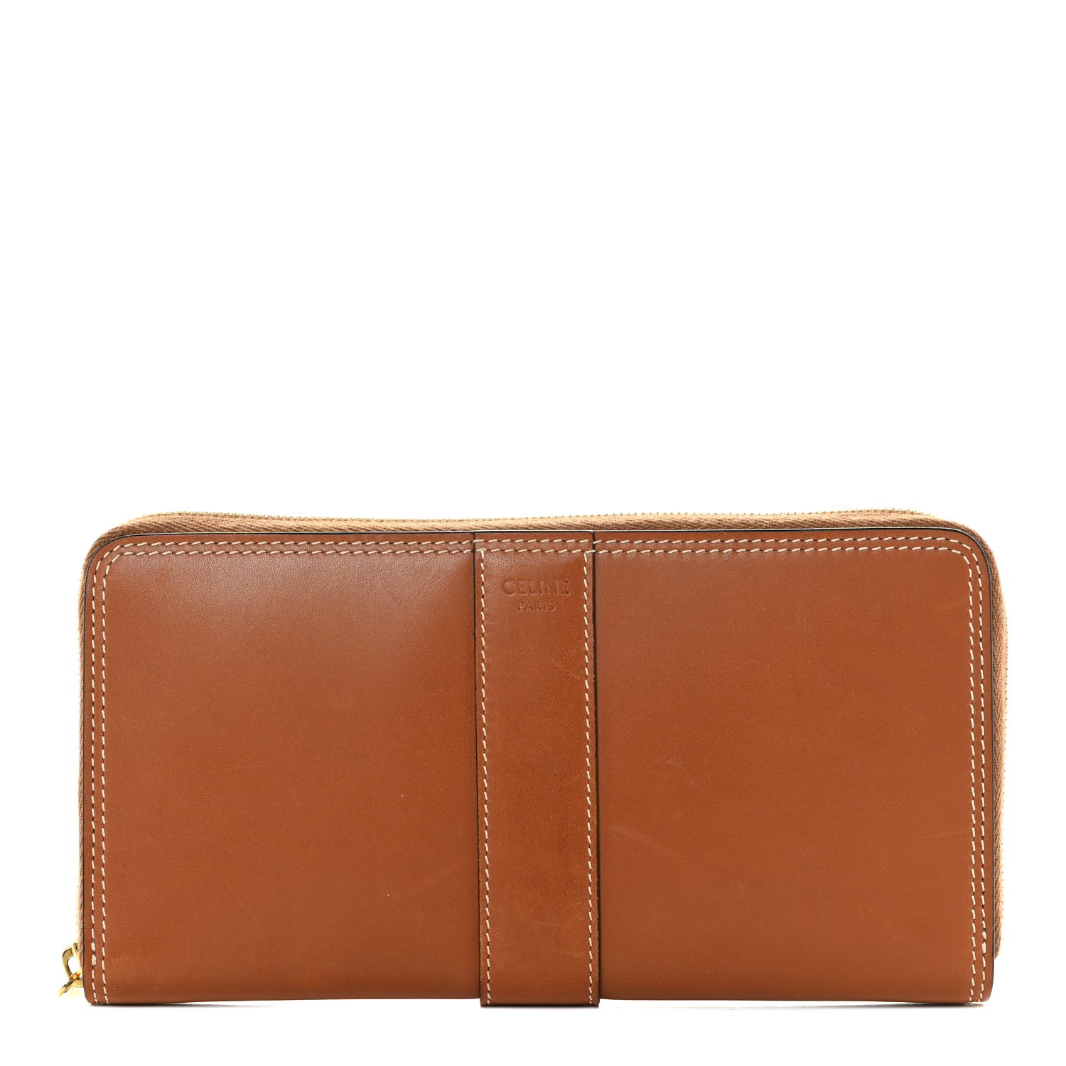 Celine Natural Calfskin Large Zip Around Multifunction Wallet Tan 1 of 16