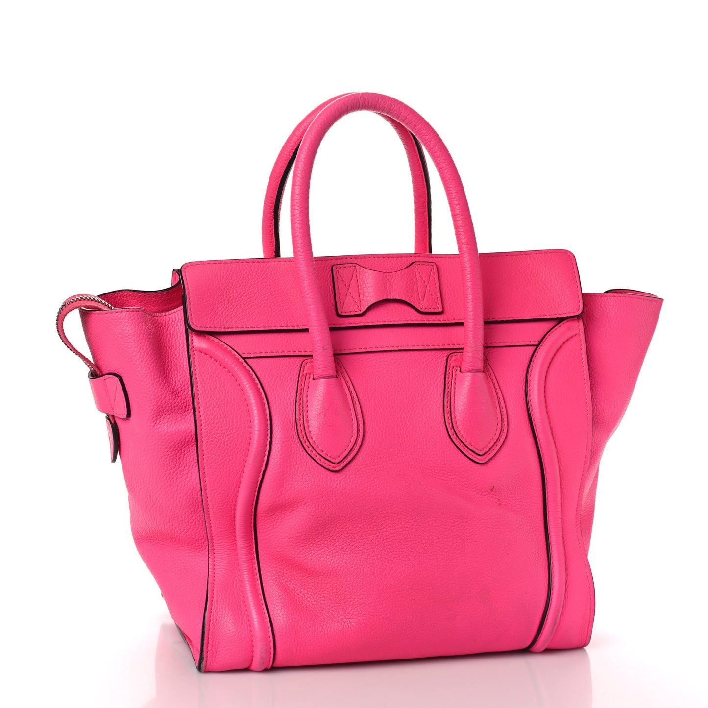 Drummed Calfskin Mini Luggage Fluo Pink