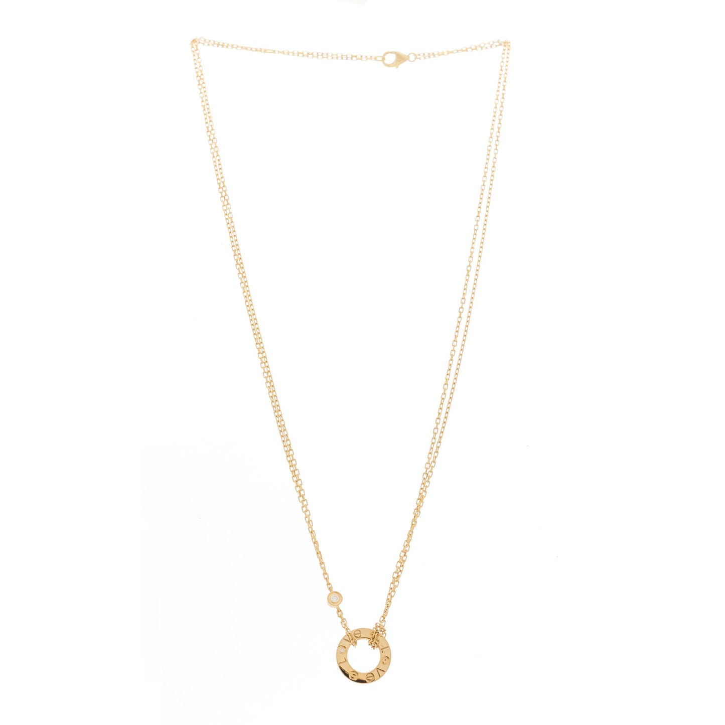 18K Yellow Gold 2 Diamond LOVE Necklace
