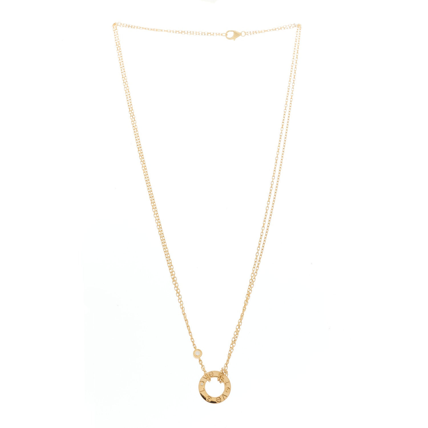 Cartier 18K Yellow Gold 2 Diamond LOVE Necklace 6 of 9