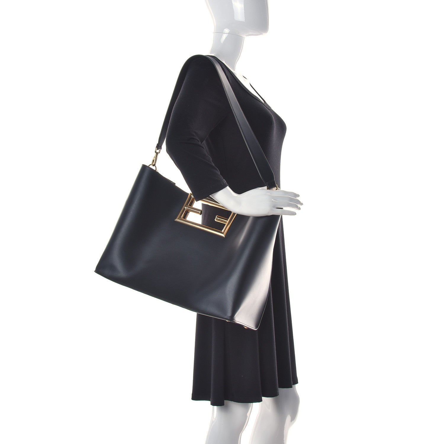 Fendi Vitello King Medium Fendi Way Tote Black 3 of 10