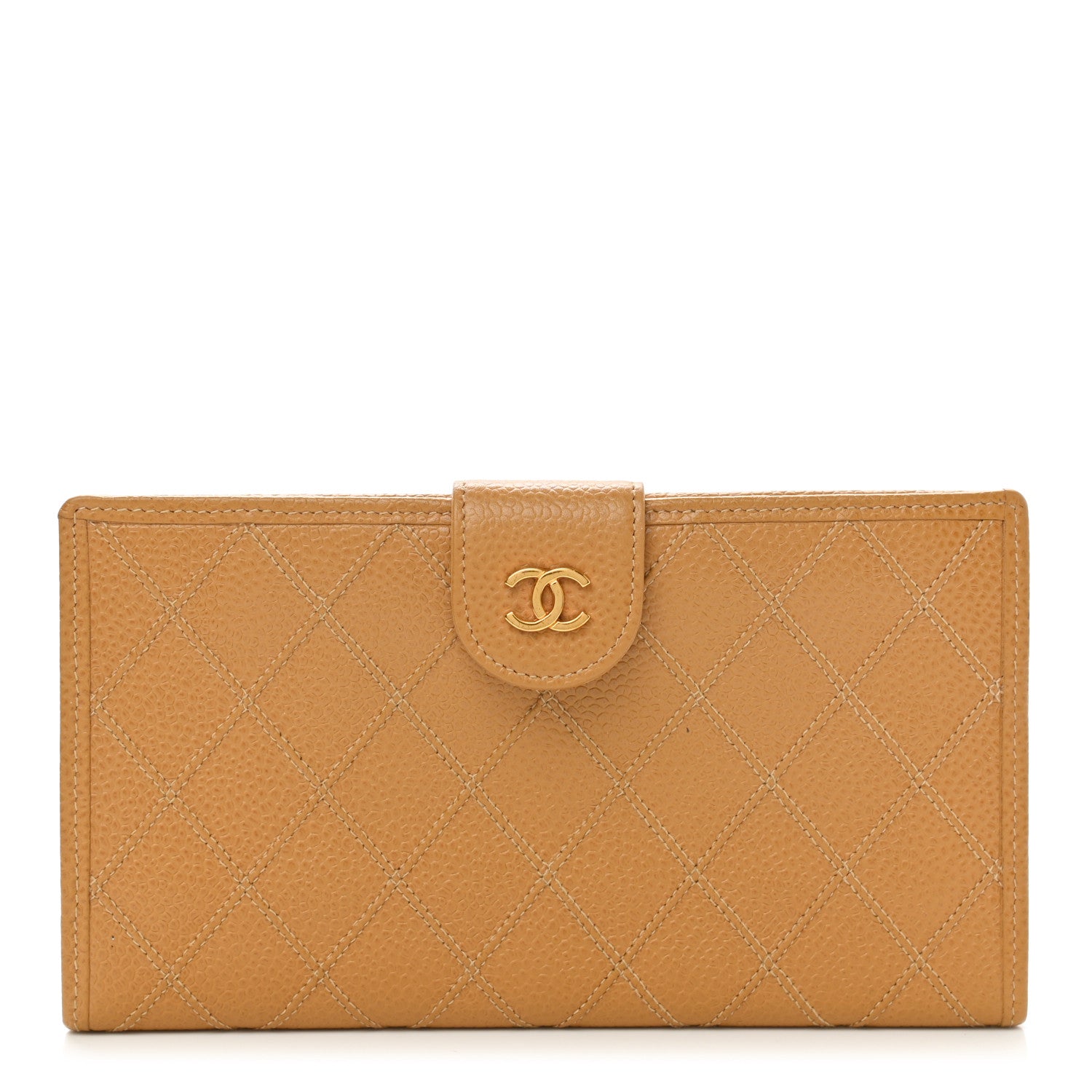 Chanel Caviar Diamond Stitched French Wallet Beige 1 of 7
