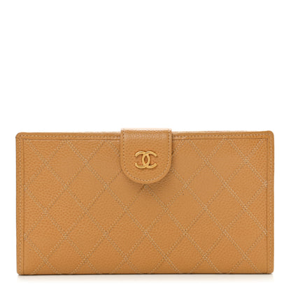 Chanel Caviar Diamond Stitched French Wallet Beige 1 of 7