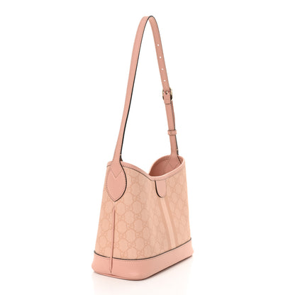 Gucci GG Supreme Monogram Textured Dollar Calfskin Web Small Ophidia Bucket Shoulder Bag Rose Pink 3 of 10
