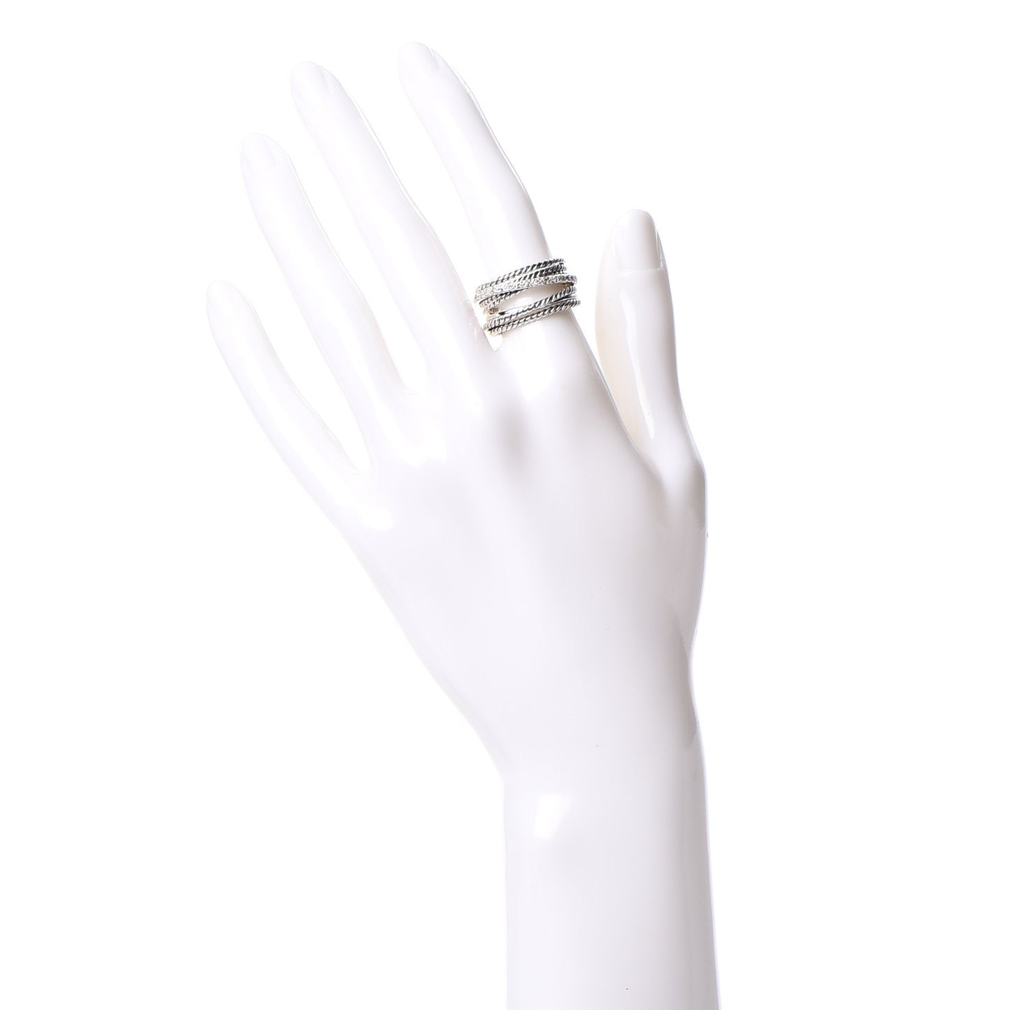 Sterling Silver Diamond 11mm Wide Crossover Cable Ring 53 6.5