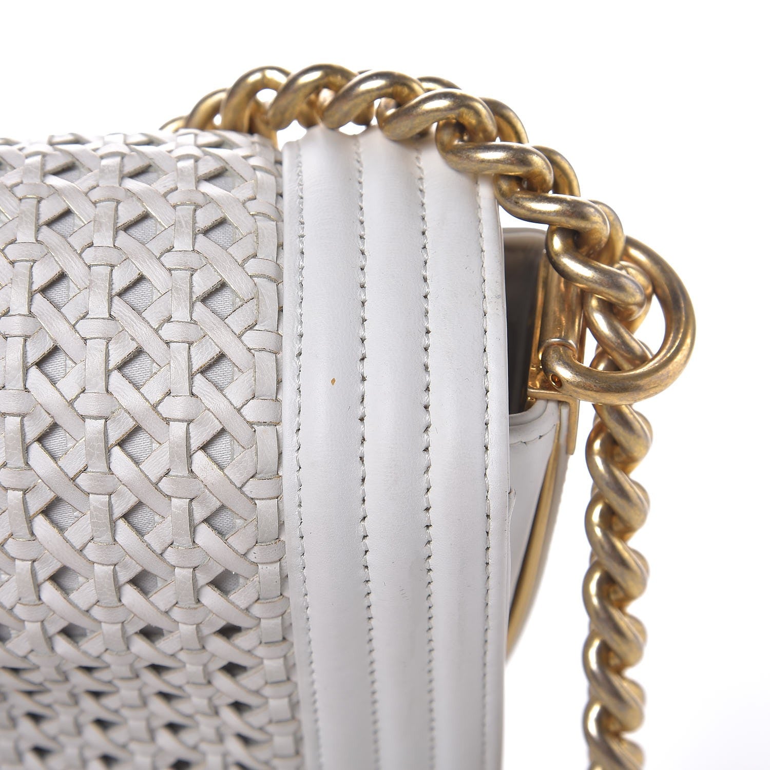 Chanel Sheepskin Braided Medium Boy Reverso Flap White 18 of 18