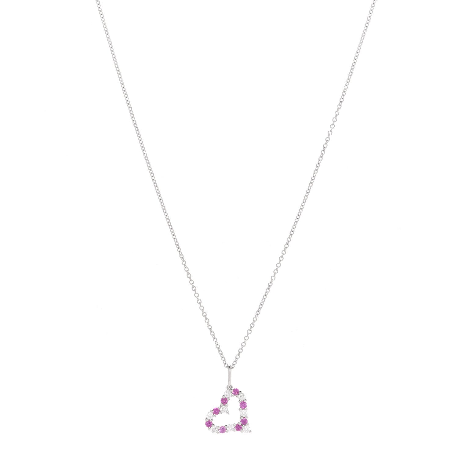 Tiffany Platinum Diamond Pink Sapphire Mini Heart Pendant Necklace 1 of 7