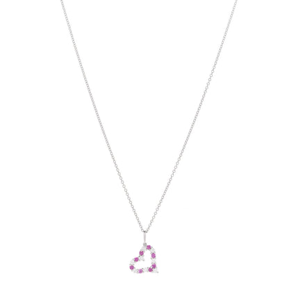 Tiffany Platinum Diamond Pink Sapphire Mini Heart Pendant Necklace 1 of 7