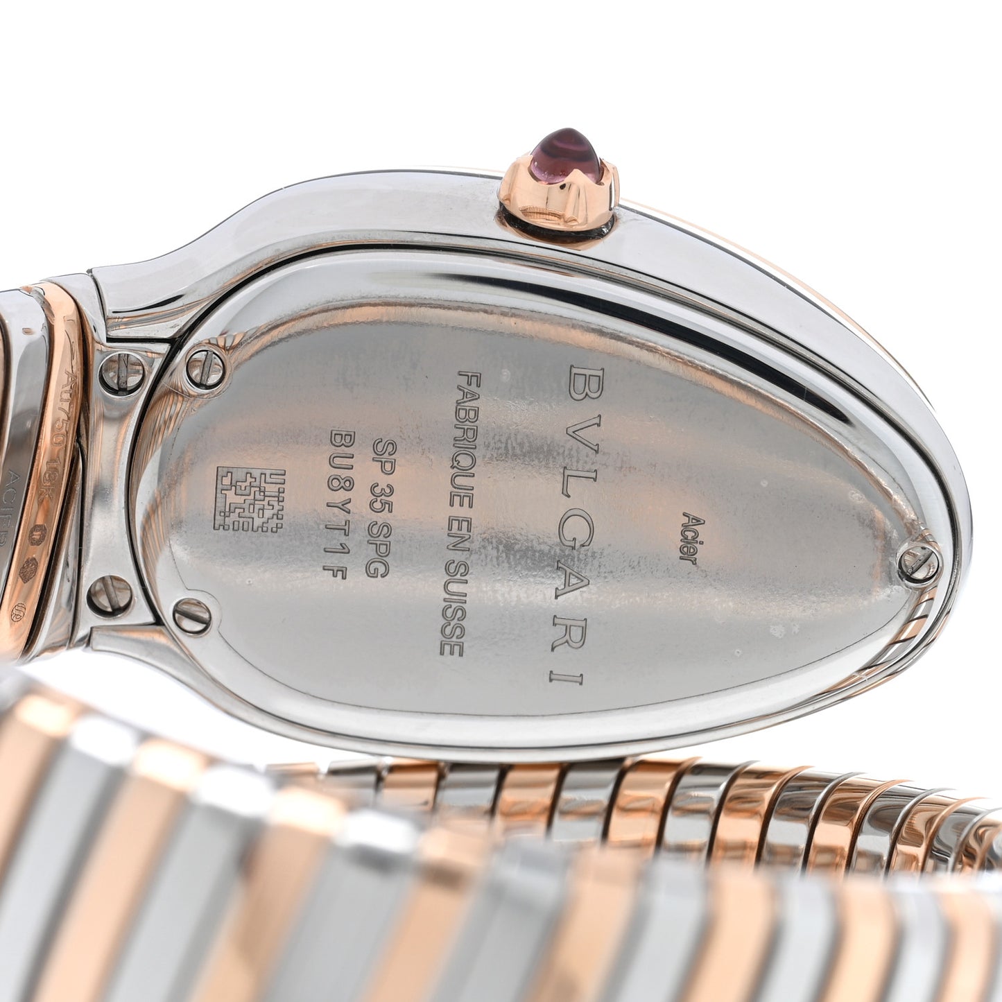 Stainless Steel 18K Rose Gold Diamond Bezel 35mm Serpenti Tubogas Quartz Watch Green