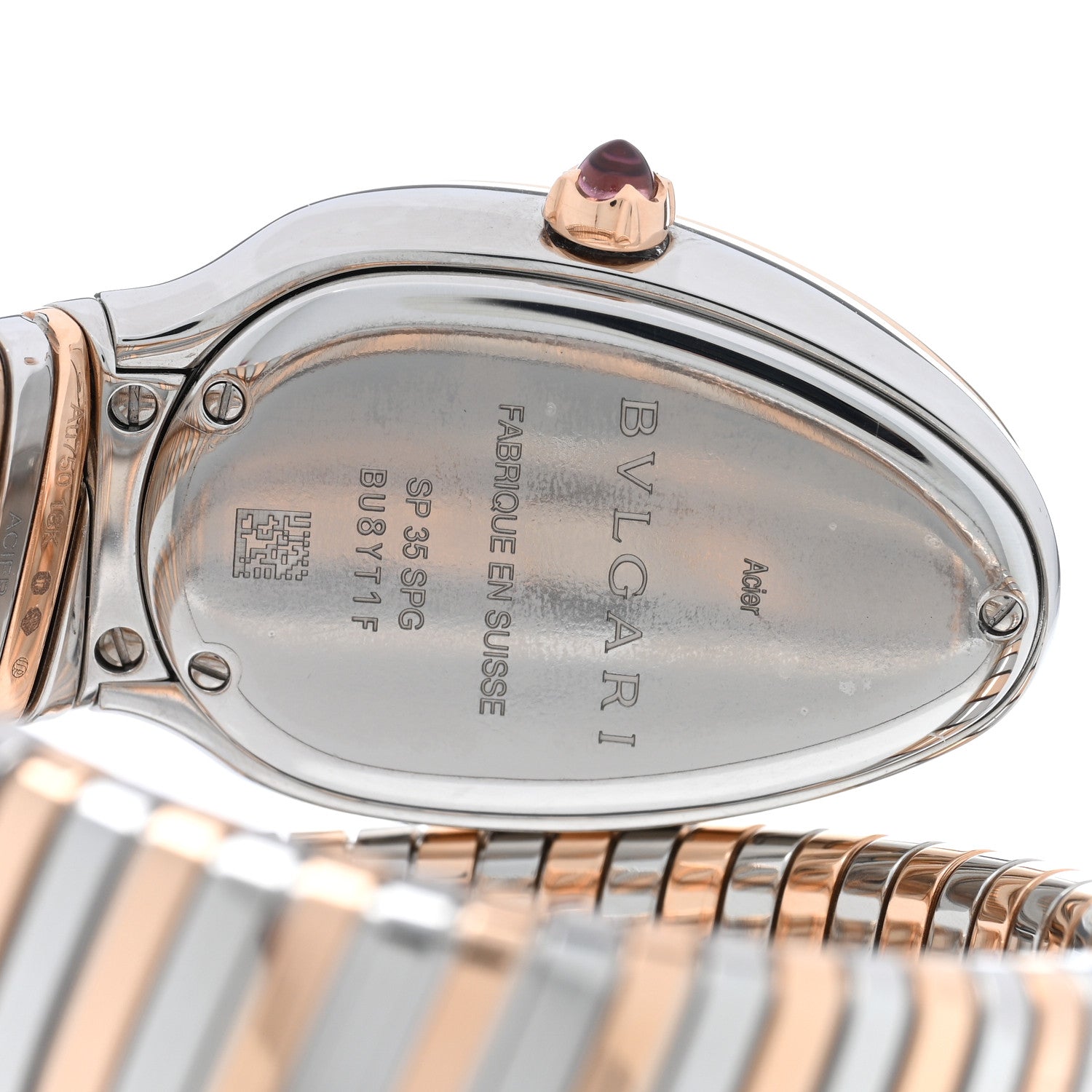 Bulgari Stainless Steel 18K Rose Gold Diamond Bezel 35mm Serpenti Tubogas Quartz Watch Green 4 of 5