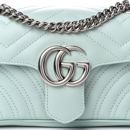 Gucci Calfskin Matelasse Mini GG Marmont Shoulder Bag Water Green 9 of 9