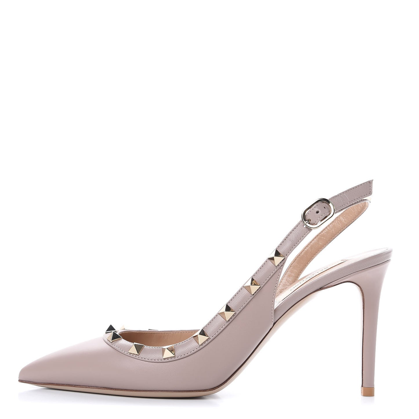 Nappa Rockstud Half D'Orsay Slingback 85mm Pumps 38 Poudre