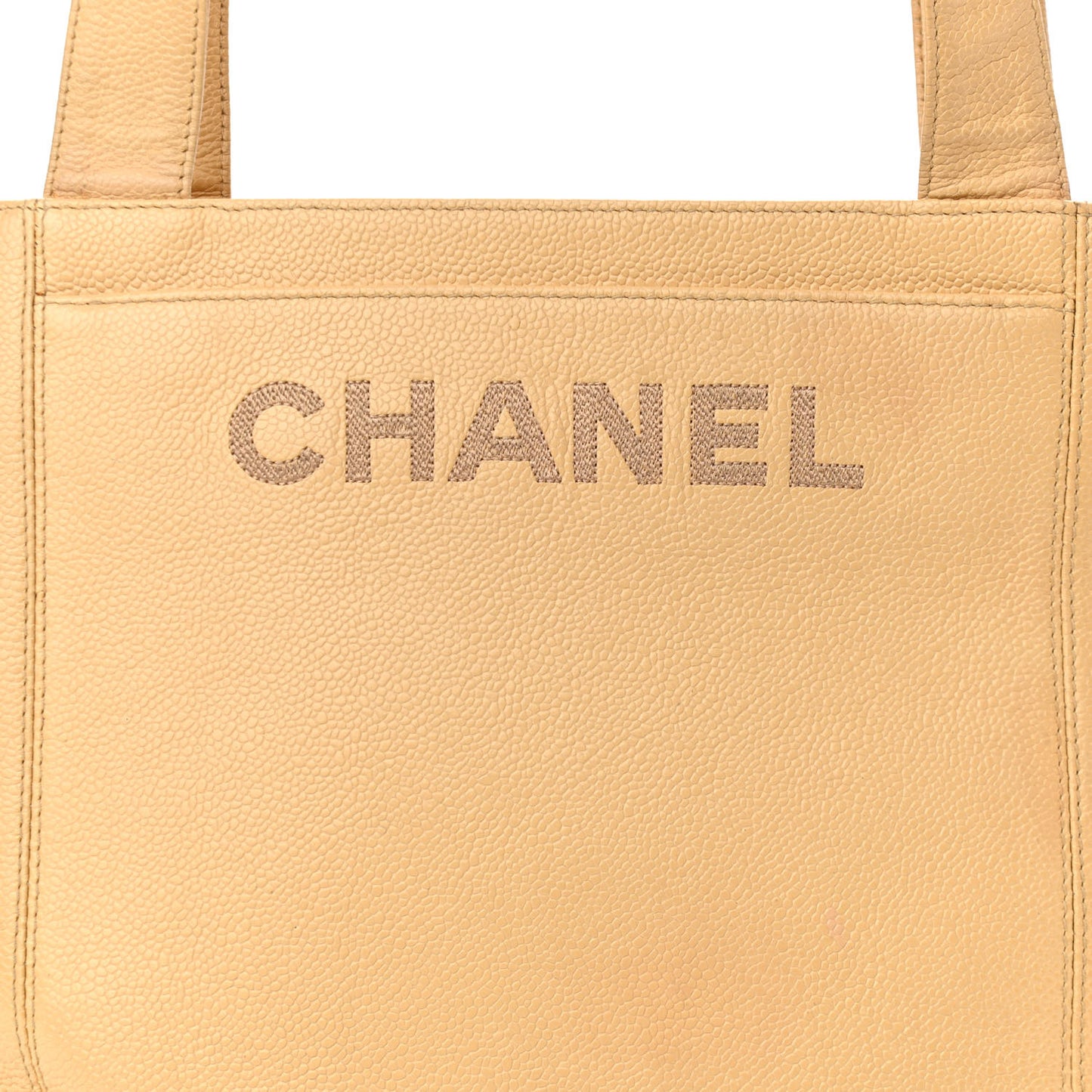 Caviar Logo Shoulder Bag Beige