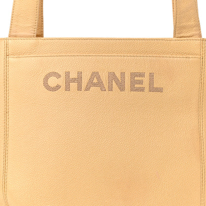 Chanel Caviar Logo Shoulder Bag Beige 8 of 15