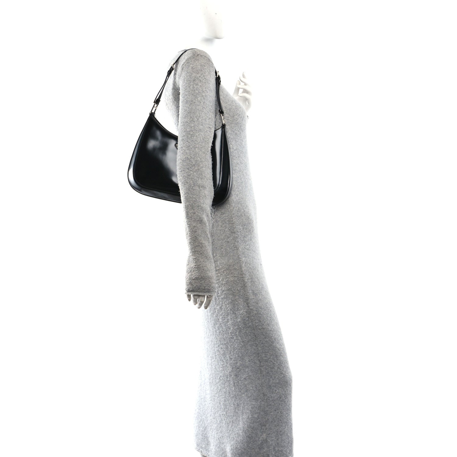 Prada Spazzolato Large Cleo Adjustable Strap Shoulder Bag Black 2 of 9