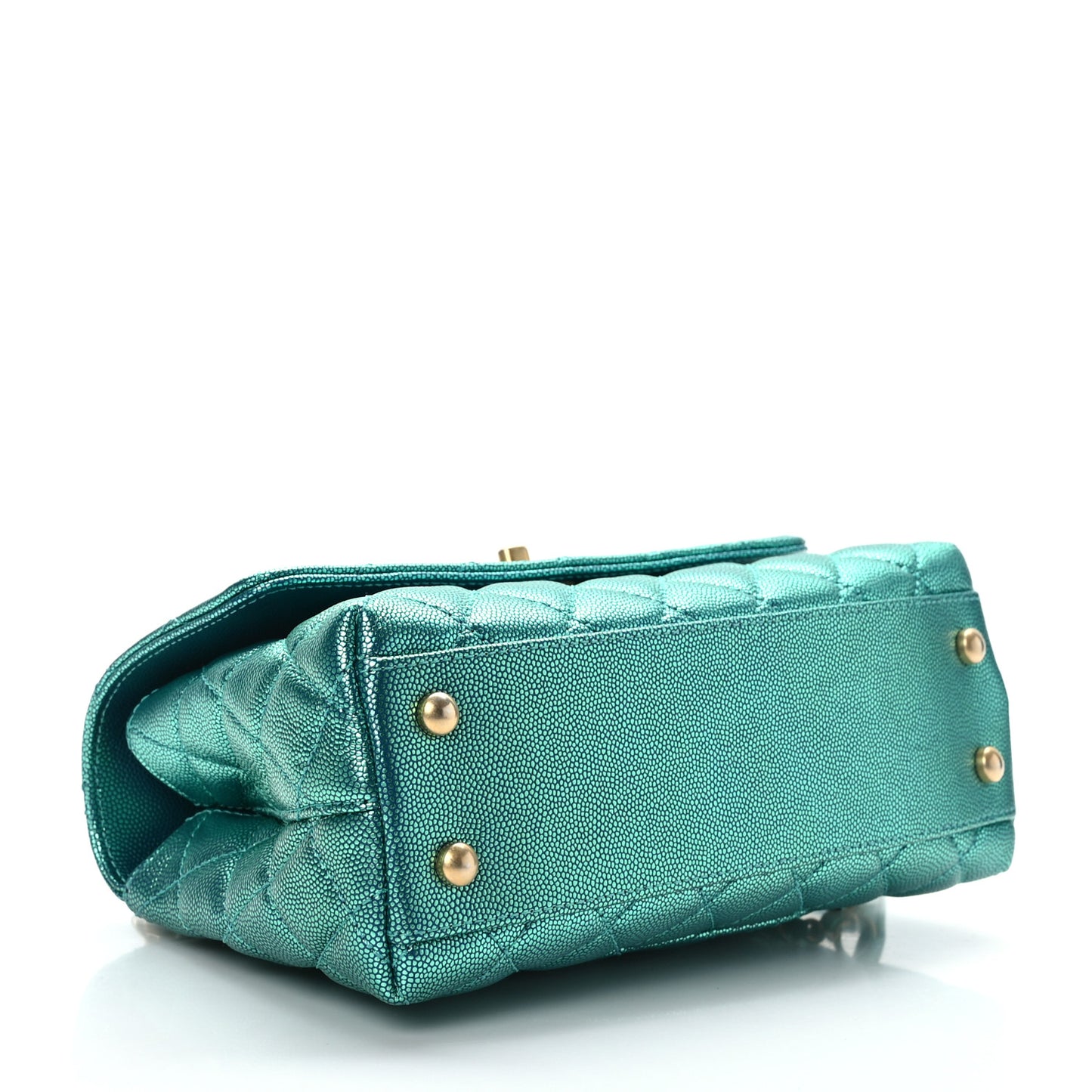 Metallic Caviar Quilted Mini Coco Handle Flap Blue