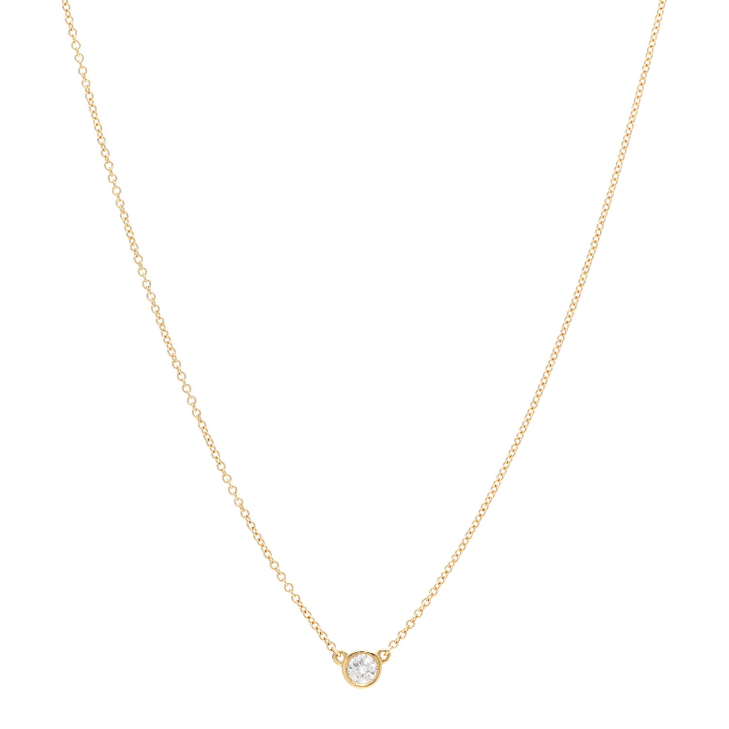 Tiffany 18K Yellow Gold Diamond .17ct Elsa Peretti Diamonds by the Yard Pendant Necklace 1 of 7