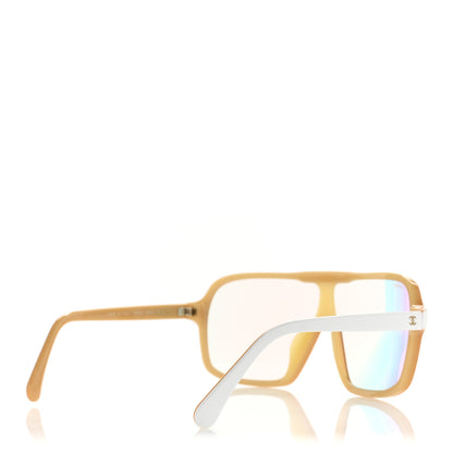 Chanel Acetate Shield Quilted Sunglasses 71655A White Gold 4 of 8