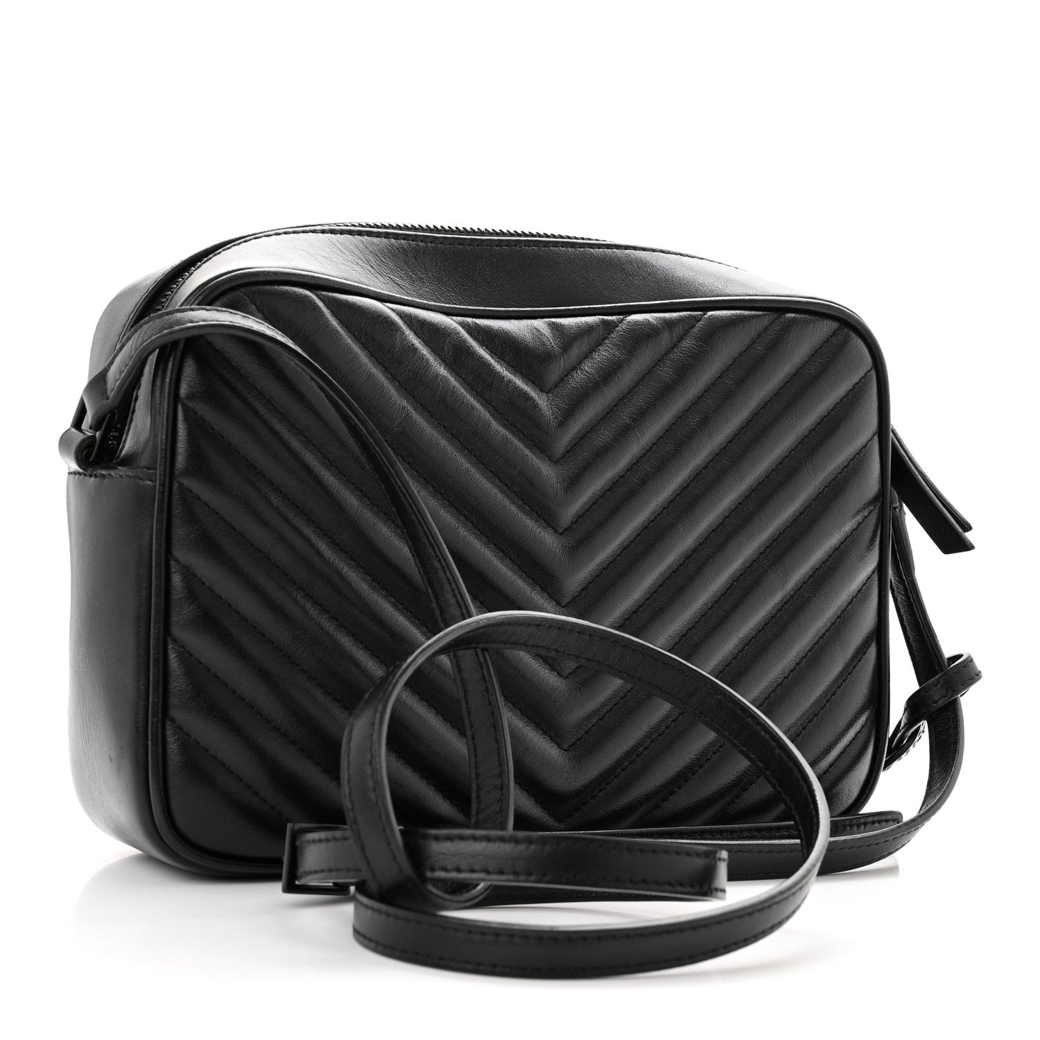 Saint Laurent Calfskin Matelasse Monogram Monochrome Lou Camera Bag Black 3 of 15