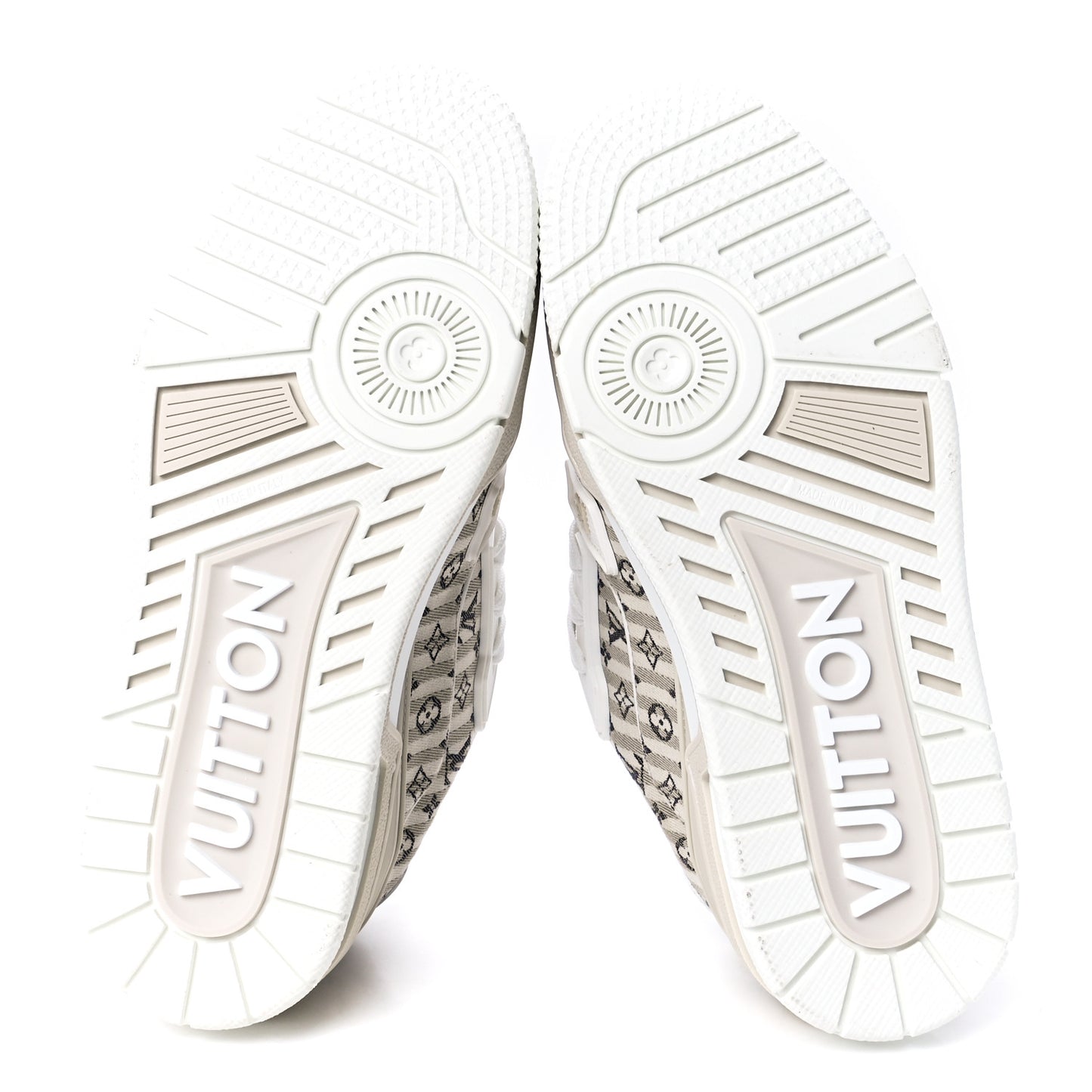 Canvas Monogram Mens Striped LV Trainer Sneakers 4 Beige