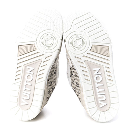 Louis Vuitton Canvas Monogram Mens Striped LV Trainer Sneakers 4 Beige 5 of 9