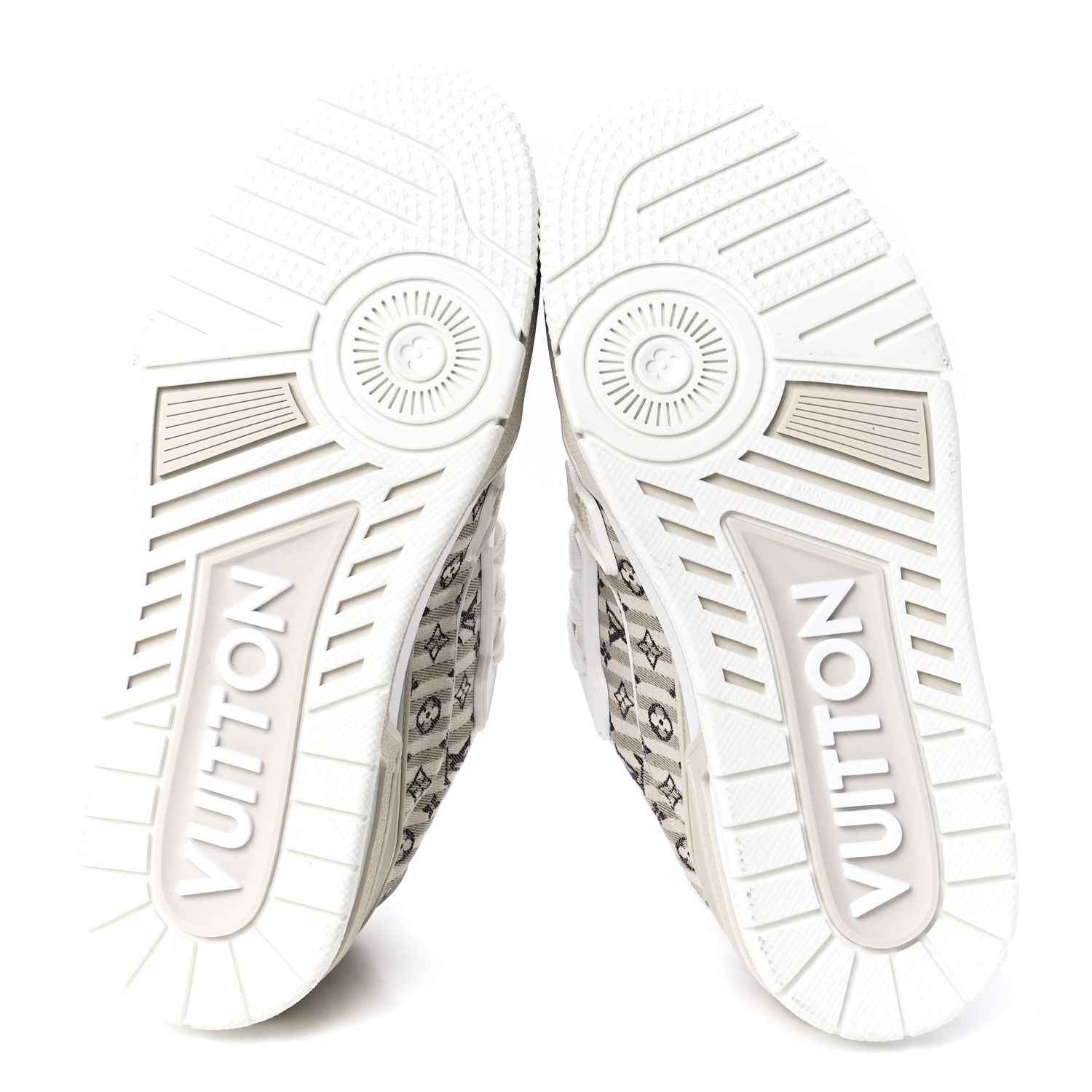 Louis Vuitton Canvas Monogram Striped LV Trainer Sneakers Beige 4.5 Beige 5 of 9