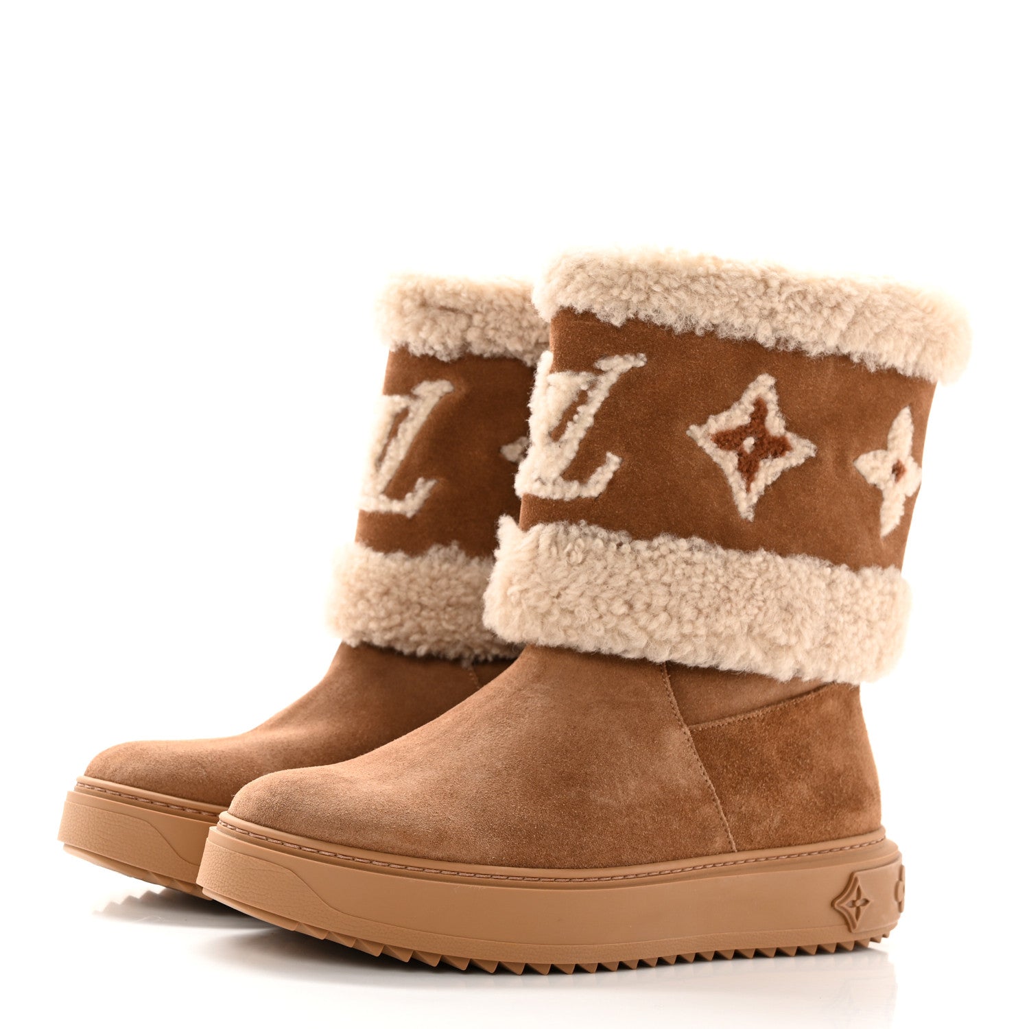 Louis Vuitton Suede Calfskin Shearling Snowdrop Flat Ankle Boot 40 Cognac 3 of 14
