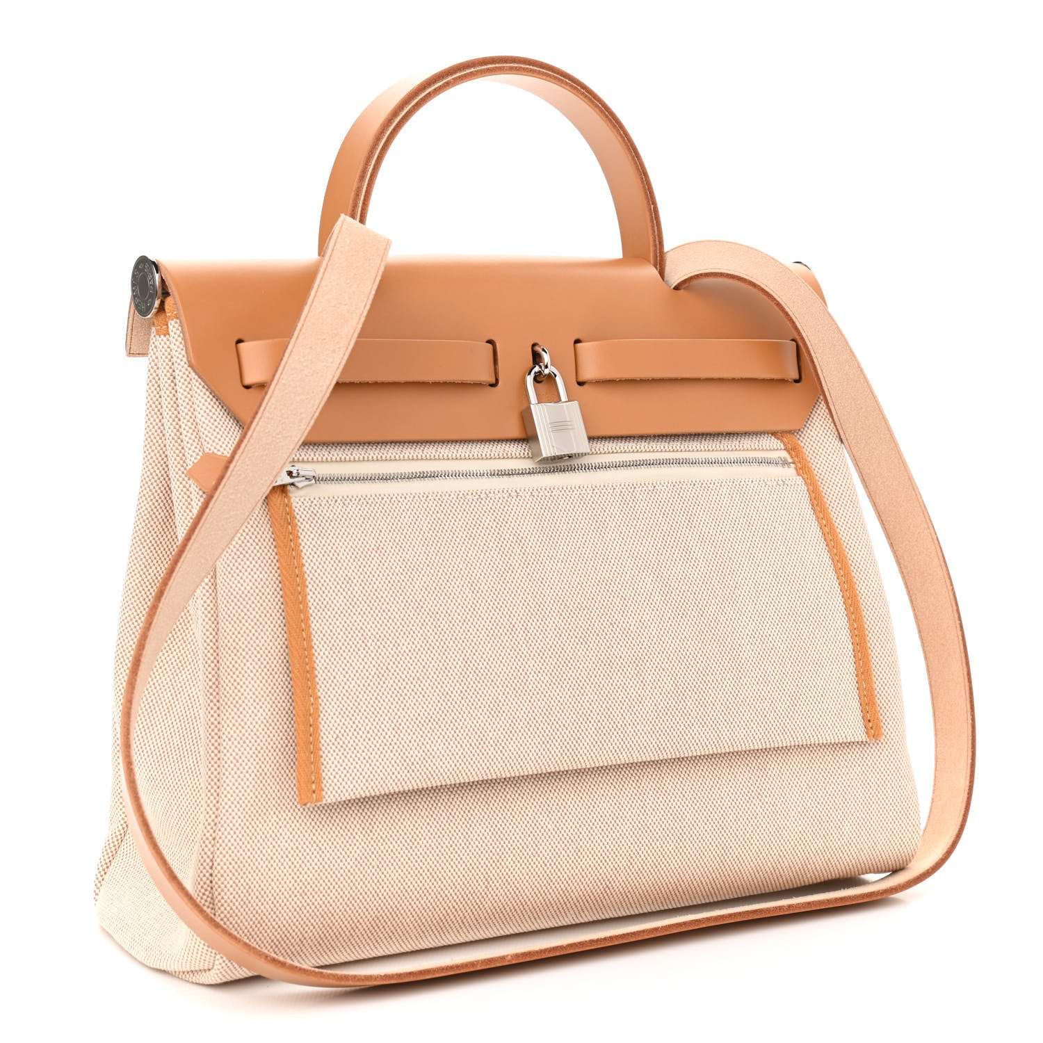 Hermes Vache Hunter Toile H Brides de Gala Herbag Zip Retourne 31 PM Natural 4 of 11