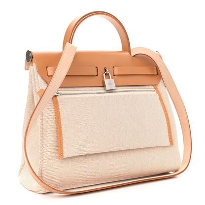 Hermes Vache Hunter Toile H Brides de Gala Herbag Zip Retourne 31 PM Natural 4 of 11