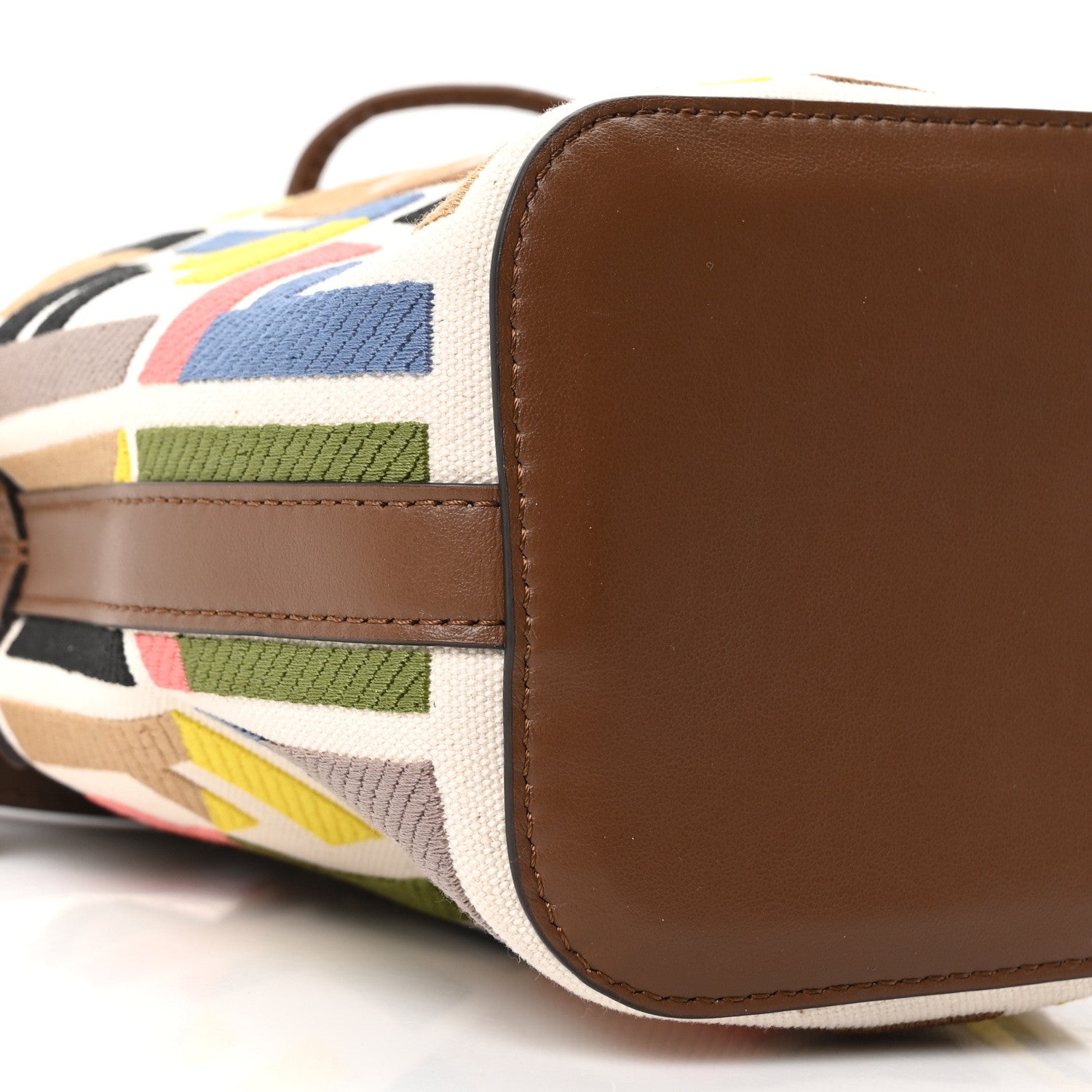 Fendi Kuban Canvas Vitello King F is Fendi FF Embroidered Mini Mon Tresor Bucket Bag Multicolor Cuoio 8 of 9