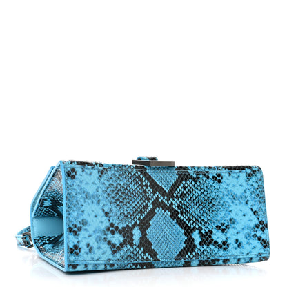 Balenciaga Shiny Calfskin Python Effect Small Hourglass Top Handle Bag Azur Black 4 of 12