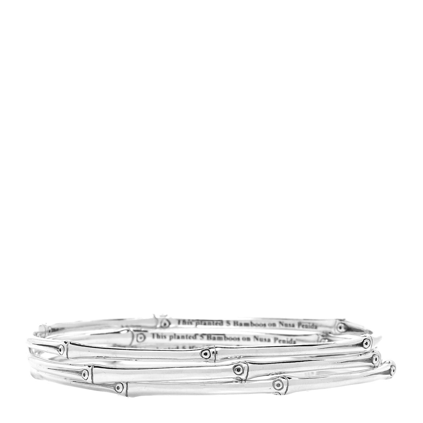 Sterling Silver Bamboo Bangle Bracelet Set of 3