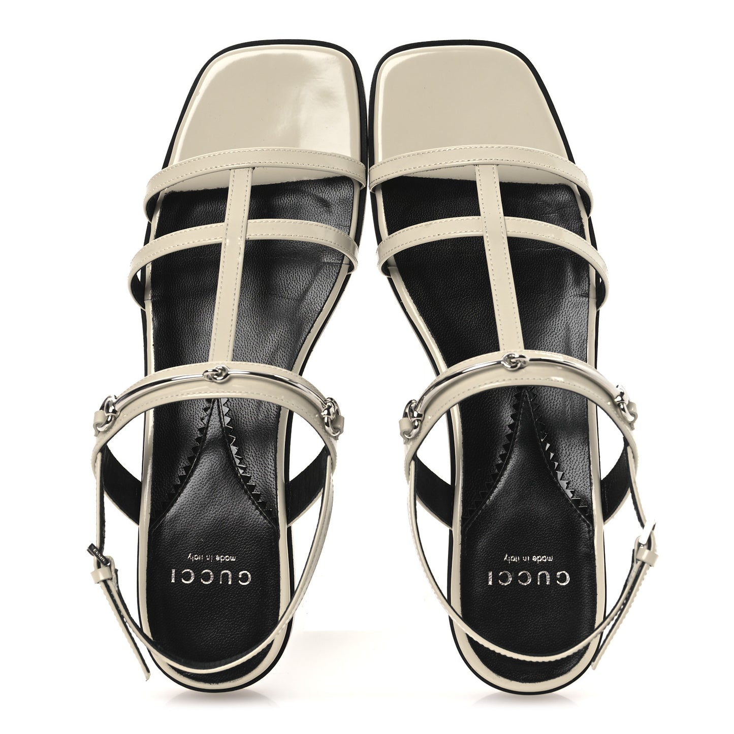 Calfskin Horsebit Divine Slingback Sandals 37.5 Mystic White