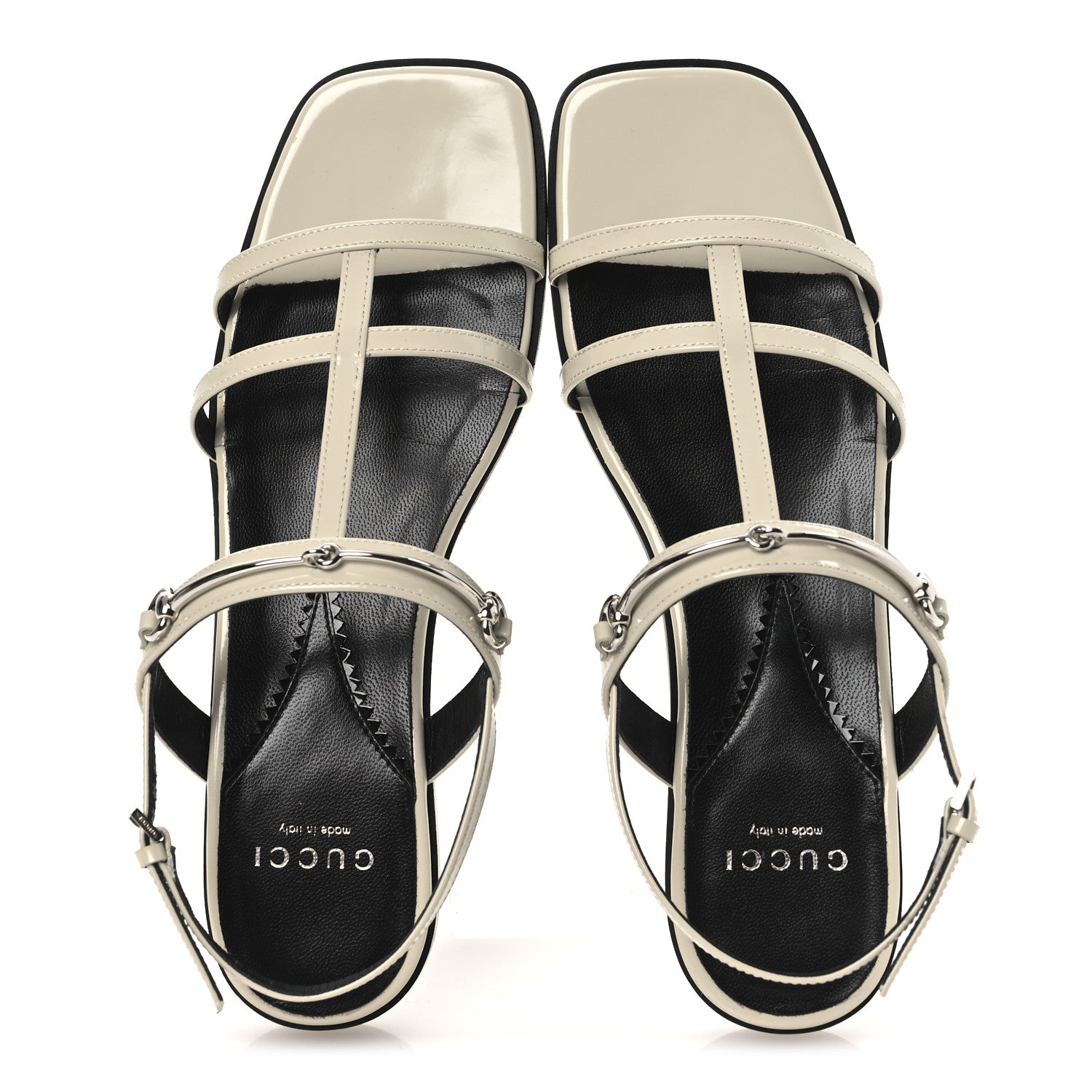 Gucci Calfskin Horsebit Divine Slingback Sandals 37.5 Mystic White 2 of 12