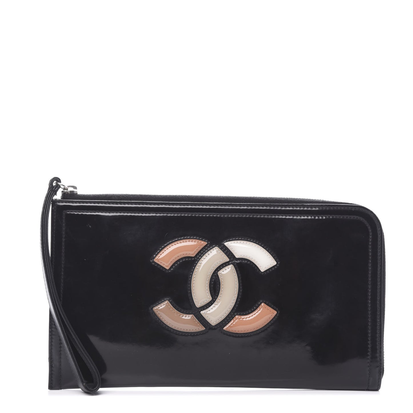 Vinyl Patent Lipstick Wristlet Wallet Black