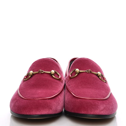 Gucci Velvet Horsebit Womens Jordaan Loafers 36.5 Light Raspberry Rose 2 of 7