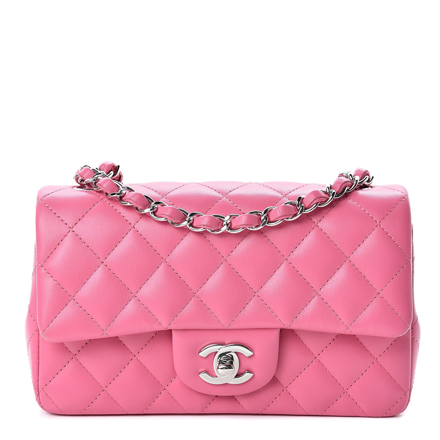 Chanel Lambskin Quilted Mini Rectangular Flap Dark Pink 1 of 11
