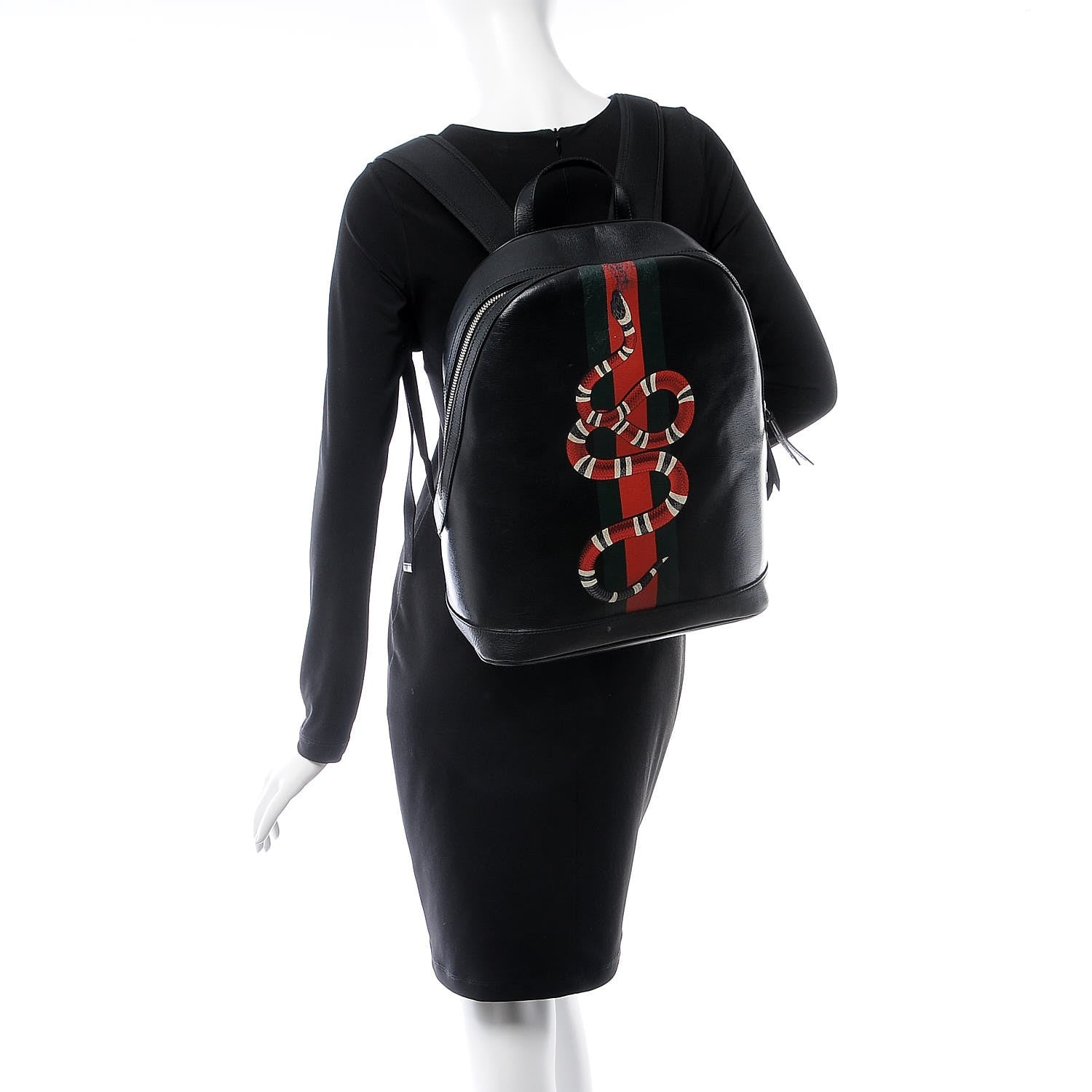 Gucci Calfskin Kingsnake Dome Backpack Black 2 of 17