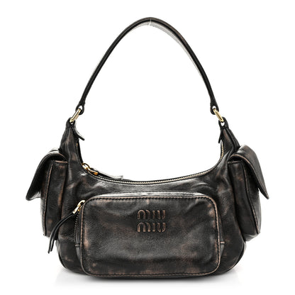 Miu Miu Distressed Nappa Pocket Bag Sand Coffee 1 of 10