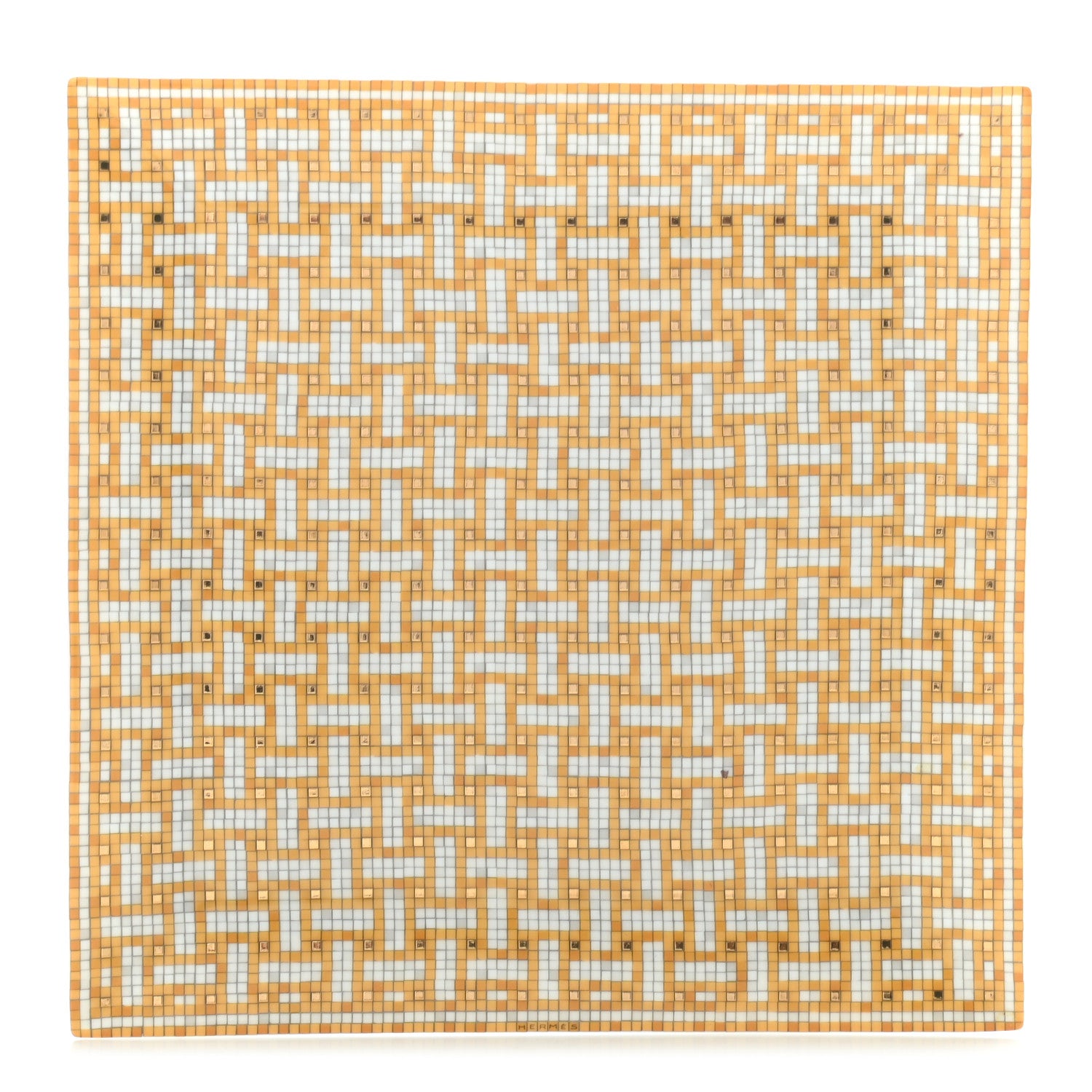 Hermes Porcelain Mosaique au 24 Square Plate Gold 1 of 5
