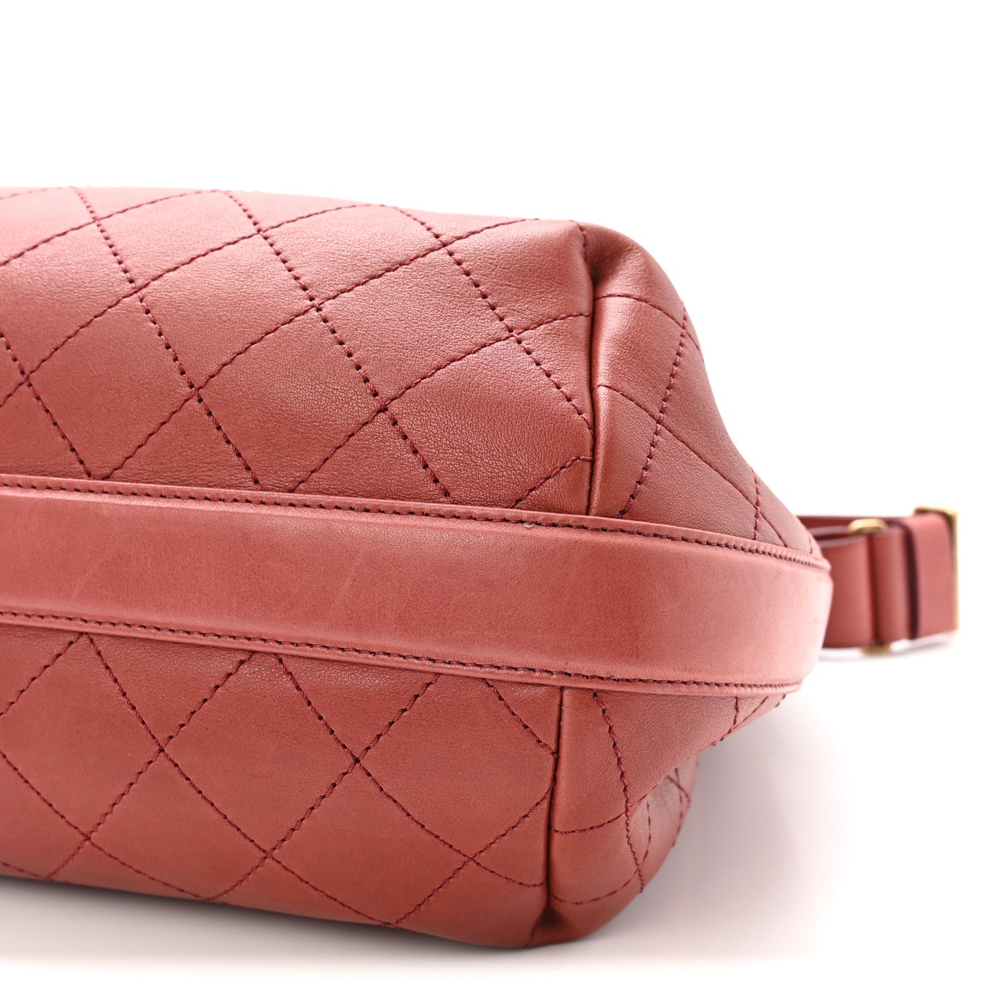 Calfskin Stitched Large Drawstring CC Bag Burgundy