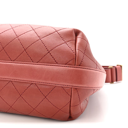 Chanel Calfskin Stitched Large Drawstring CC Bag Burgundy 10 of 10