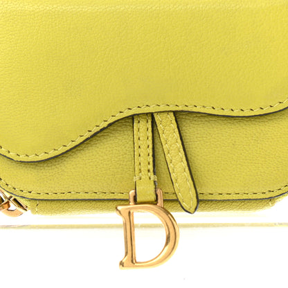 Christian Dior Goatskin Mini Saddle Shoulder Strap Pouch Lime 8 of 11