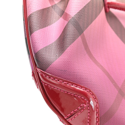 Burberry Patent Trim Gradient Nova Check Drawstring Shoulder Bag Raspberry 7 of 14